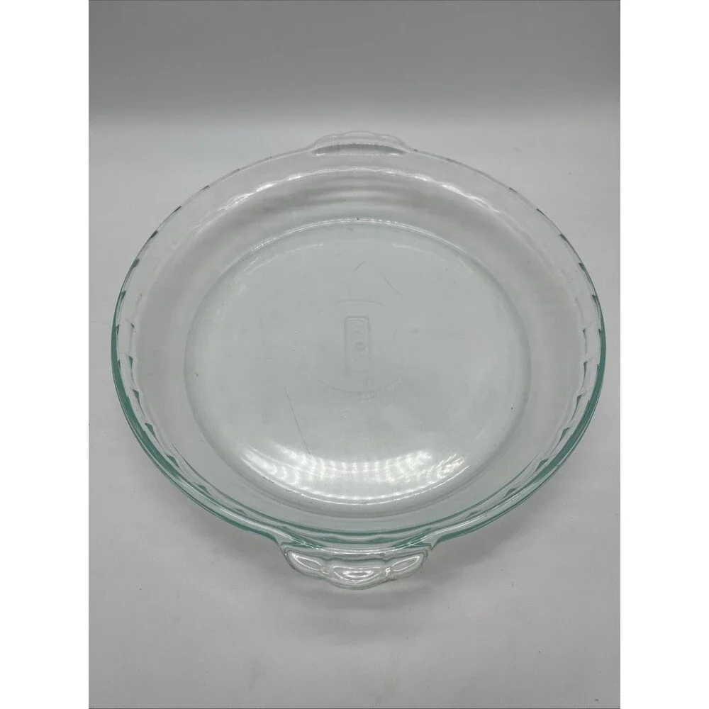 Pyrex Glass Baking Pie DISHPAN 229 10” SCALLOPED EDGES With Handles